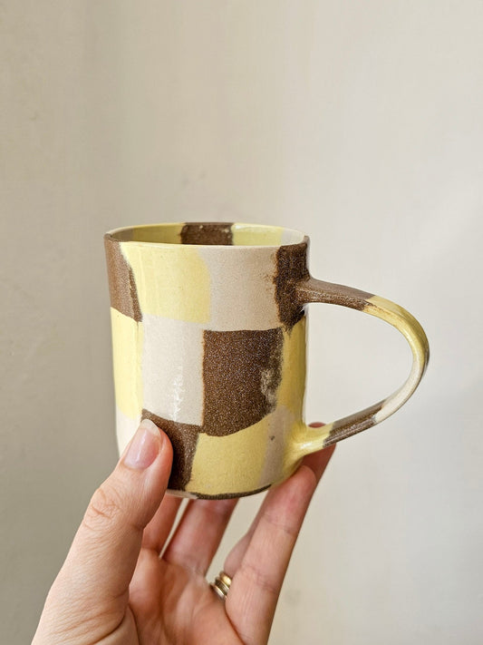 Fern Taylor Check Mug | Yellow & Brown