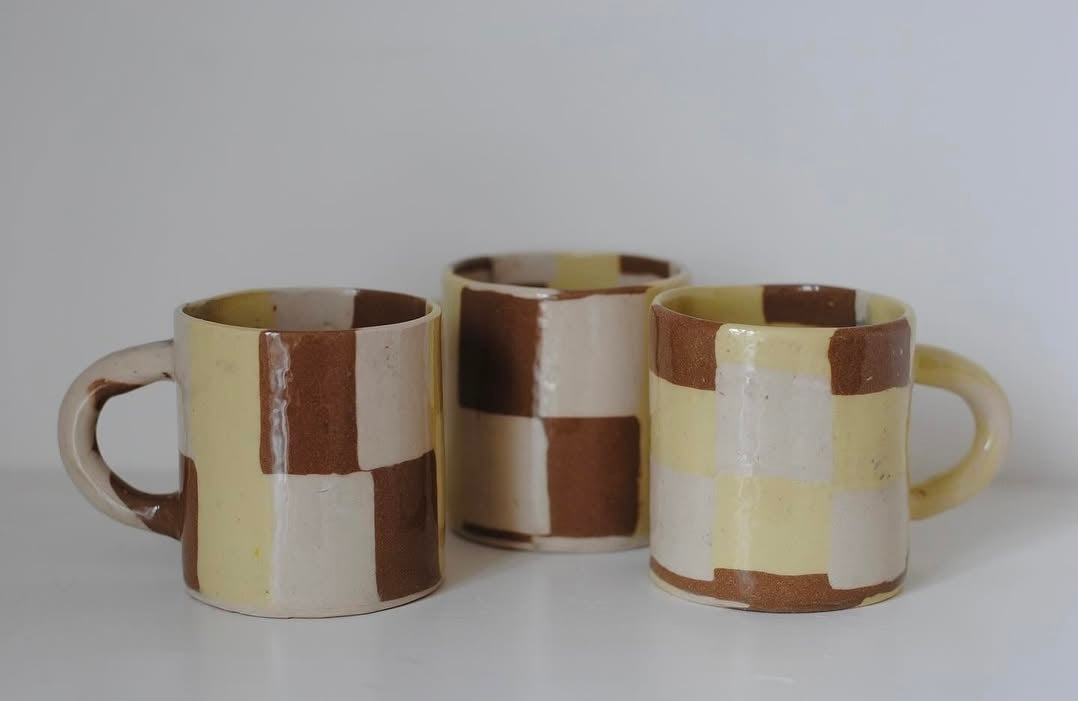 Fern Taylor Check Mug | Yellow & Brown