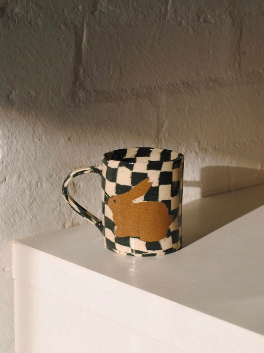 Fern Taylor Checkerboard Rabbit Mug