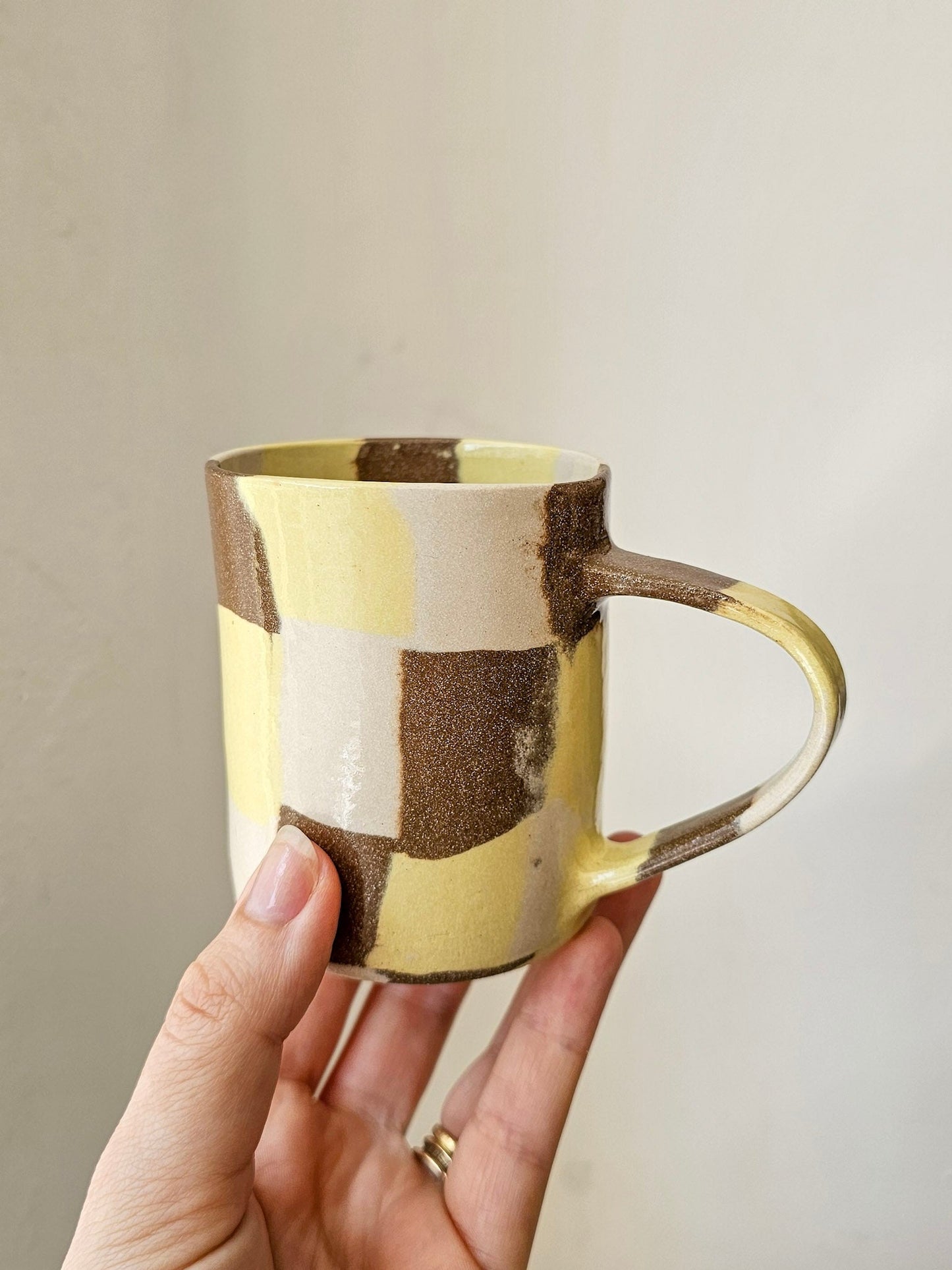 Fern Taylor Check Mug | Yellow & Brown