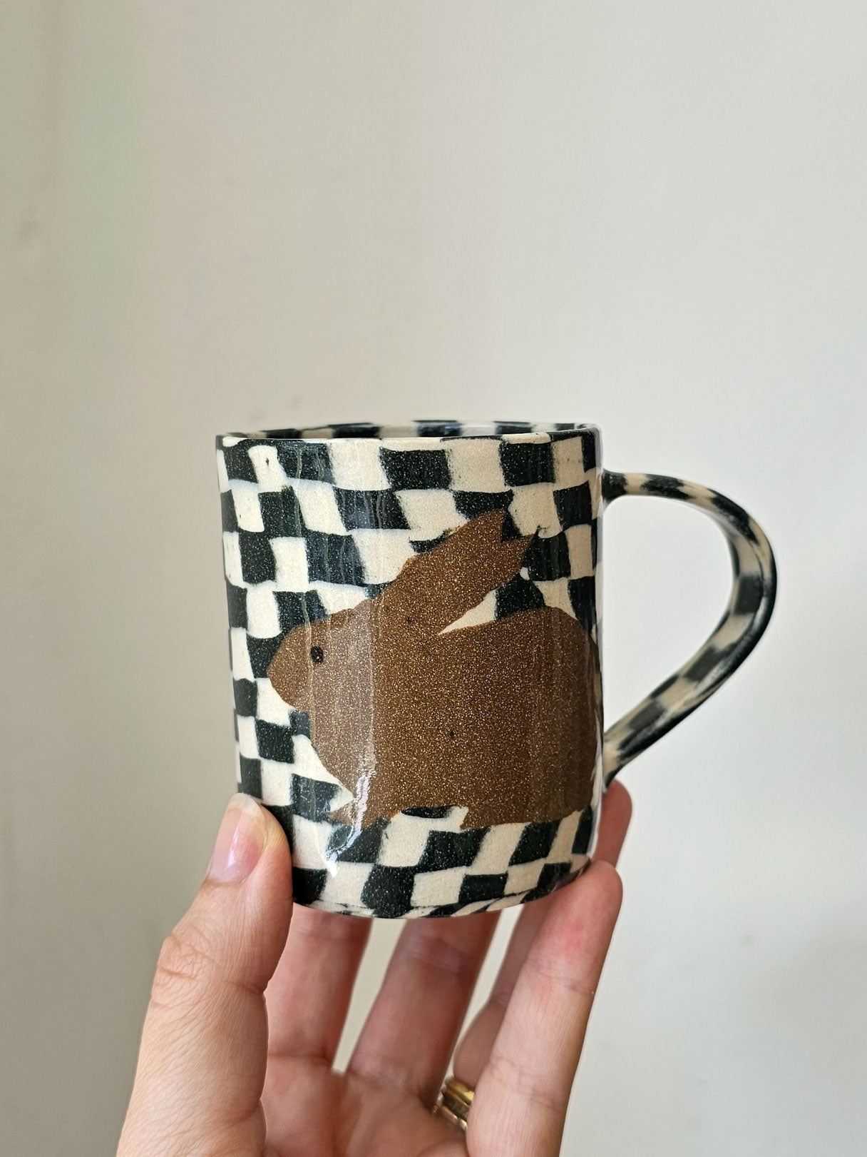 Fern Taylor Checkerboard Rabbit Mug