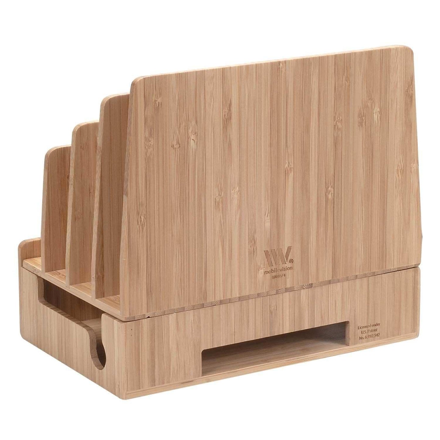 MobileVision Bamboo Charging Station &amp; Multi Device Organizer Slim Version for Smartphones, Tablets, and Laptops