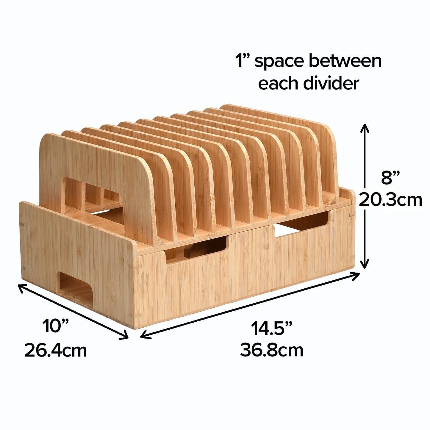 MobileVision Bamboo 12-Port Charging Station &amp; Docking Organizer for Smartphones, Tablets, Family-Sized (Combos Included)