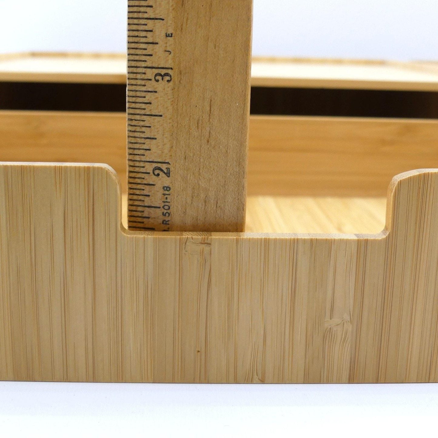 Set of 2 Bamboo Monitor Stands with Pull-Out Storage Drawers – Stackable Desktop Organizer