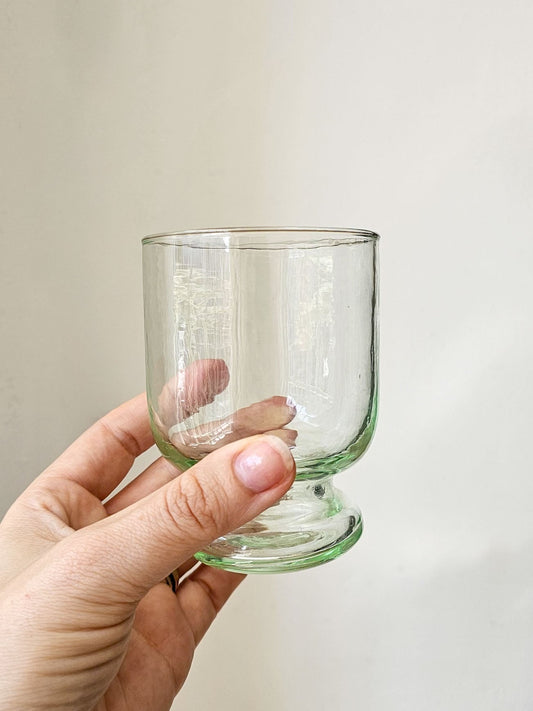 Footed Clear Green Glass