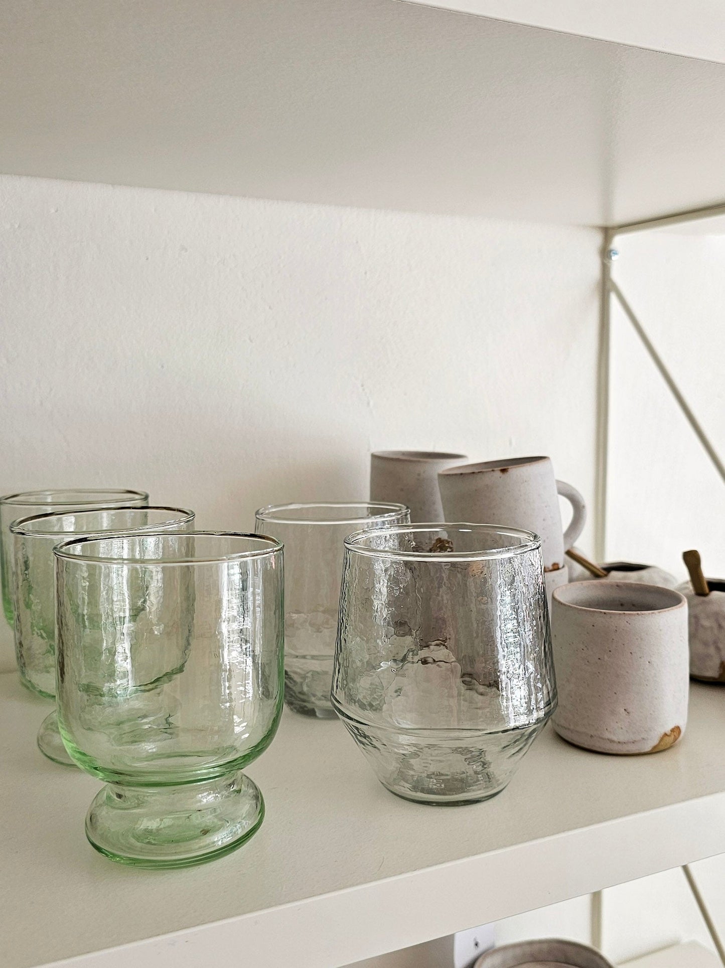 Footed Clear Green Glass